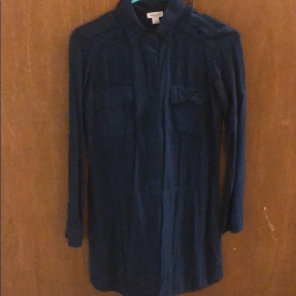 Splendid Long Sleeve Shirt Dress in Deep Teal XS - Picture 3 of 8